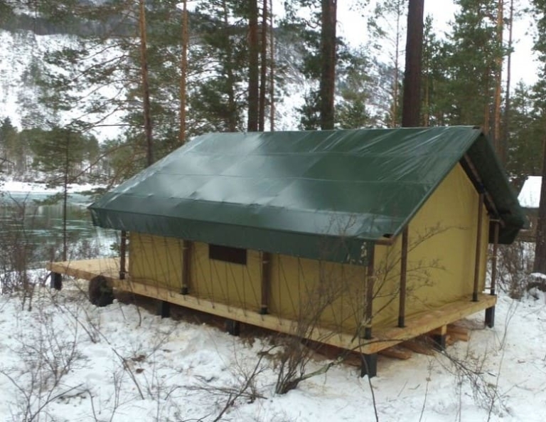 Утепленная палатка для глэмпинга 4х6+ с верандой (каркас 4х8)